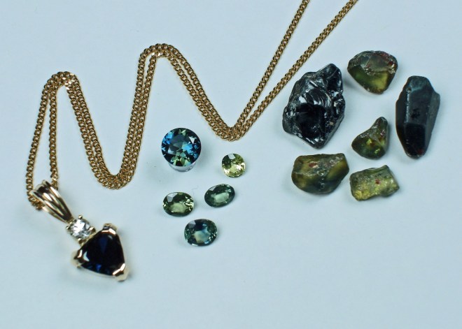 Sapphire  rough cut and set